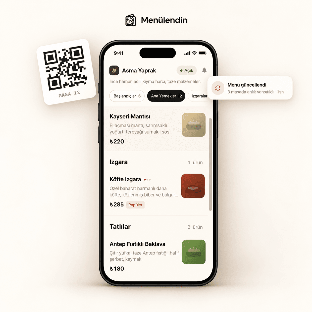 Menülendin QR menü tanıtımı