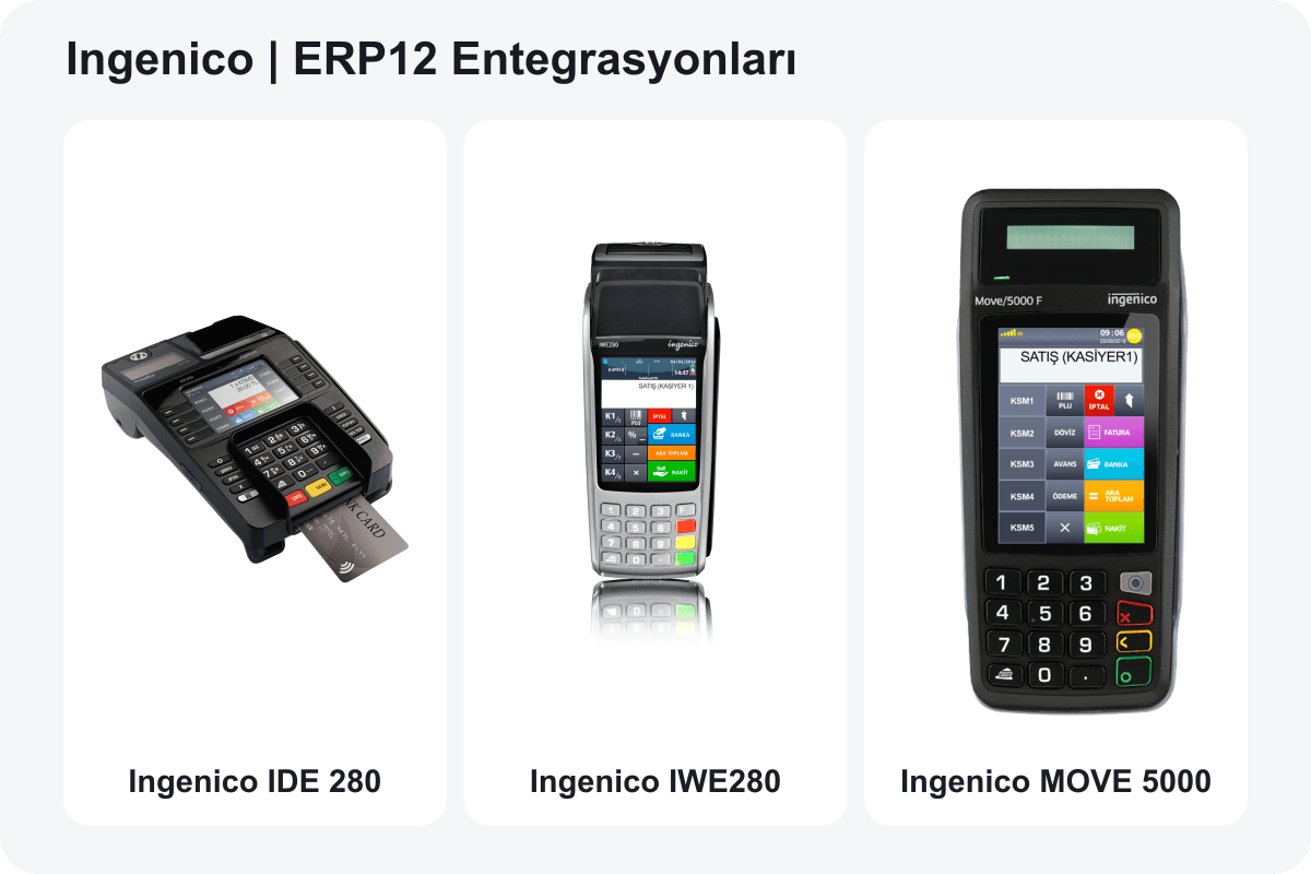 Ingenico — ERP12 entegre modeller: IDE 280 · IWE280 · MOVE 5000